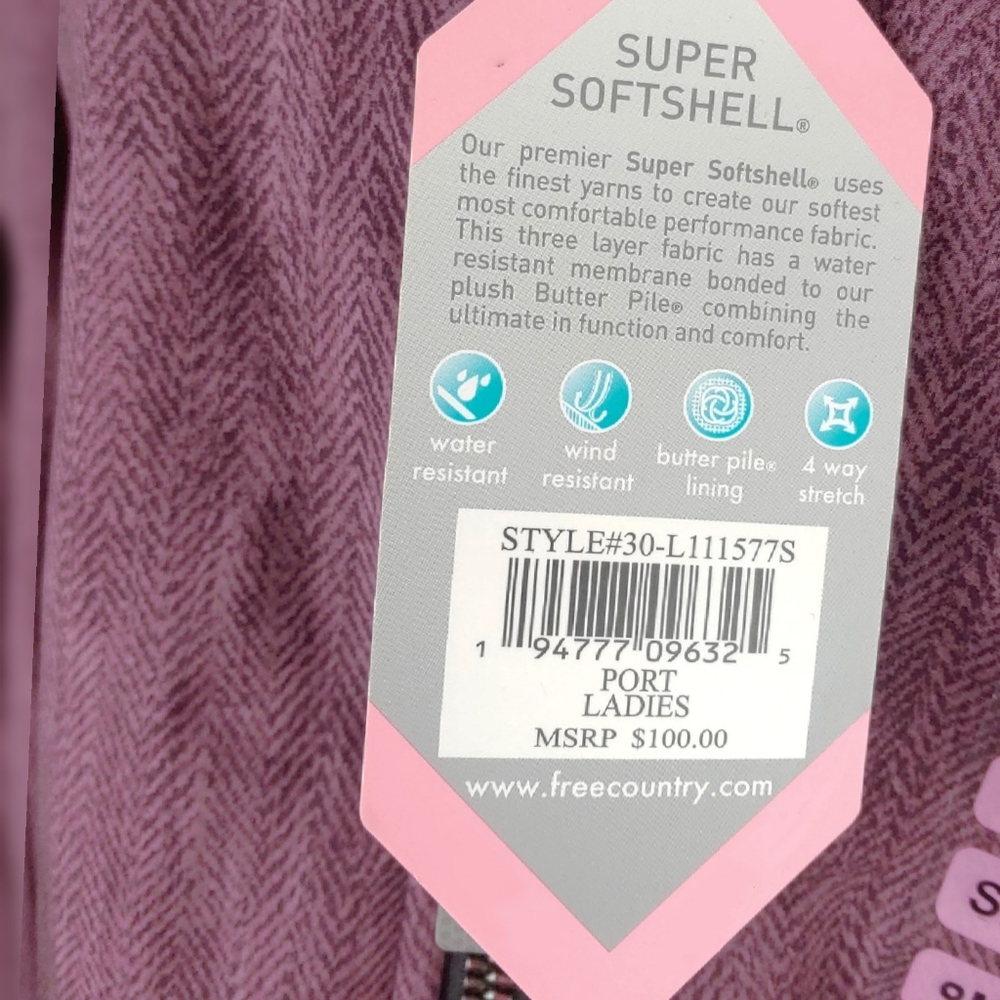 NWT Free Country $100 Women's Super Softshell Jacket WITH THUMBHOLES - Picture 12 of 13